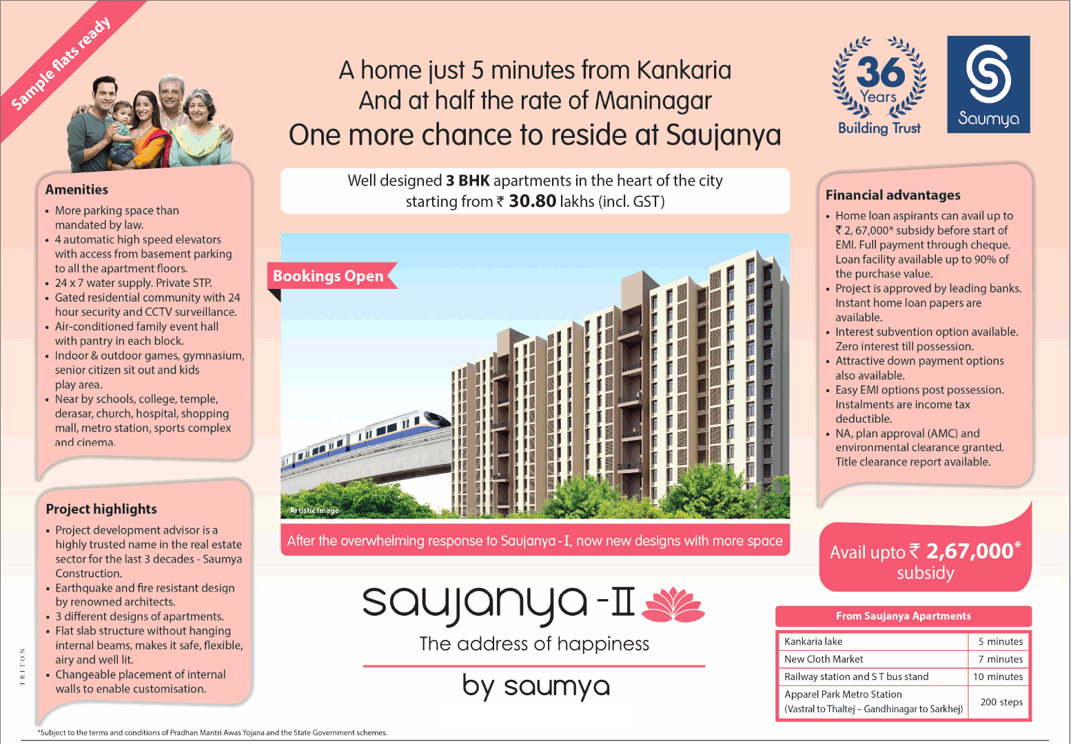 Avail upto Rs 2.67 lakhs subsidy offer at Soumya Saujanya - II in Ahmedabad